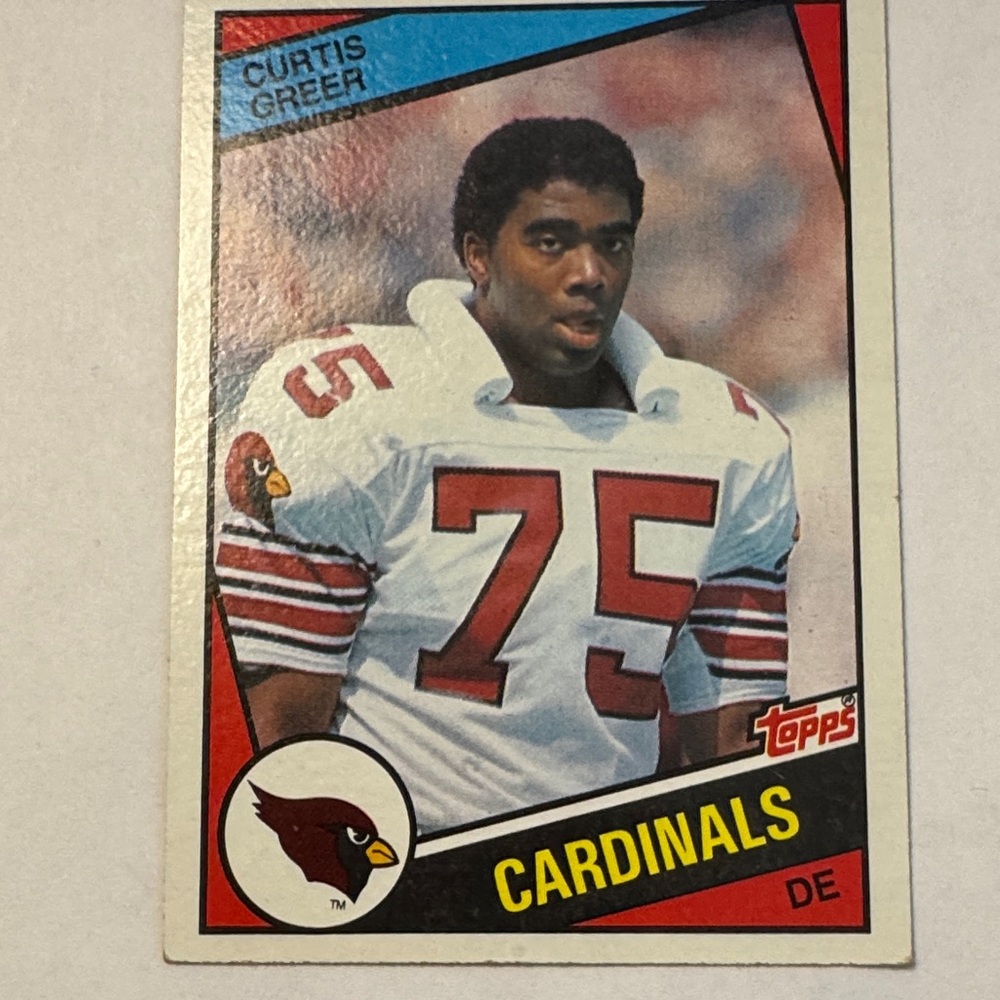 #344 Curtis Greer Topps Cardinals Trading Card with Red and Black Accents